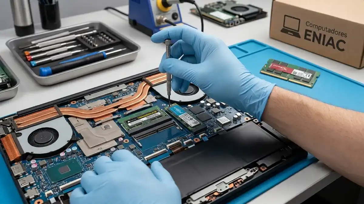 actualizar-unidad-ssd-o-memoria-ram Técnico instalando actualización de unidad SSD o memoria RAM